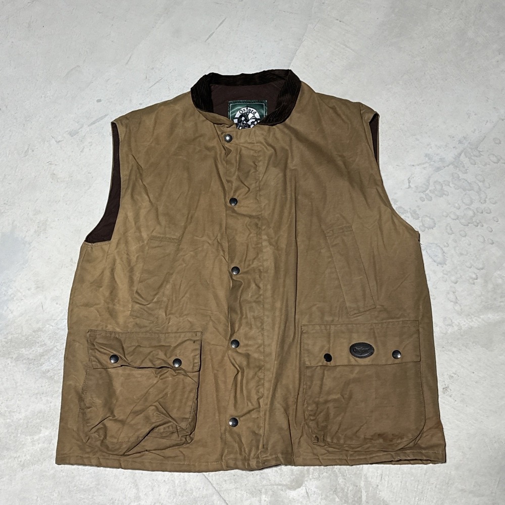 Oxford Blue Men's Duck Brown Canvas Vest- Best Outdoor Garment Tin Cloth Waxed